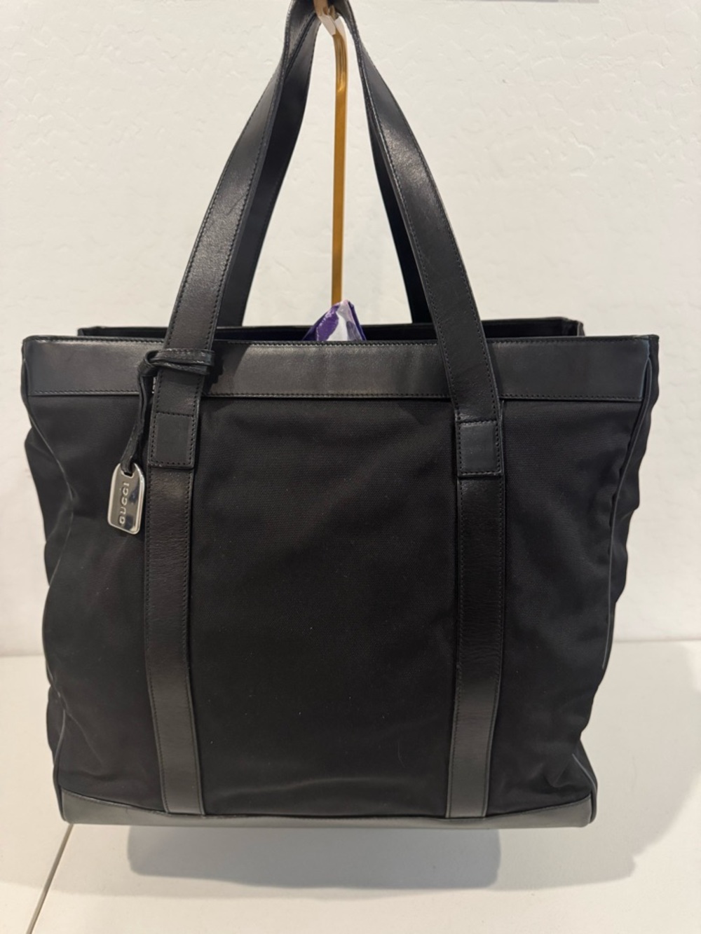 GUCCI Nylon & Leather Tote Bag